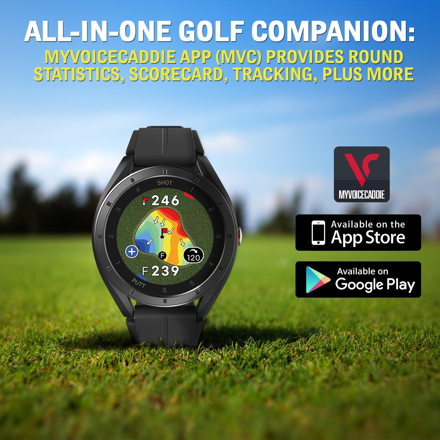 Voice Caddie T11 LT GPS Golf Watch LCD Display w/Green Undulation